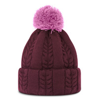 FootJoy Cable Knit Bobble Hat, Fig/Pink